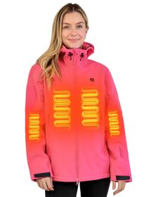 Heated Jacket for Women, ANTARCTICA GEAR Winter Coat with 12V 16000mAh Battery Pack, Soft Shell Heating Hood Jacket (Color: Pink, size: XL)