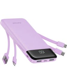 Portable Charger with Built in Cables (Color: Purple)