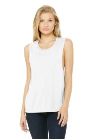 BELLA+CANVAS Women's Flowy Scoop Muscle Tank BC8803 (Color: White, size: L)