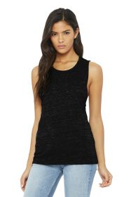 BELLA+CANVAS Women's Flowy Scoop Muscle Tank BC8803 (Color: Solid Black Slub, size: 2XL)