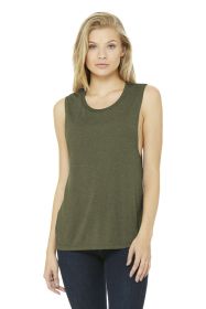 BELLA+CANVAS Women's Flowy Scoop Muscle Tank BC8803 (Color: Heather Olive, size: 2XL)