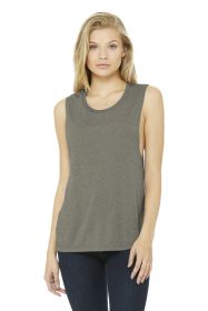 BELLA+CANVAS Women's Flowy Scoop Muscle Tank BC8803 (Color: Heather Stone, size: S)