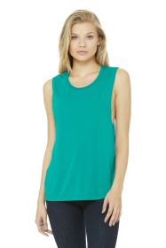 BELLA+CANVAS Women's Flowy Scoop Muscle Tank BC8803 (Color: Teal, size: XL)