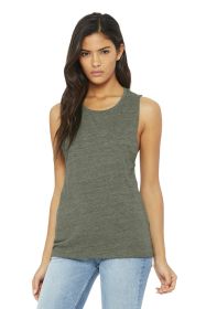 BELLA+CANVAS Women's Flowy Scoop Muscle Tank BC8803 (Color: Olive Slub, size: XL)