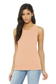 BELLA+CANVAS Women's Flowy Scoop Muscle Tank BC8803 (Color: Peach Slub, size: XL)