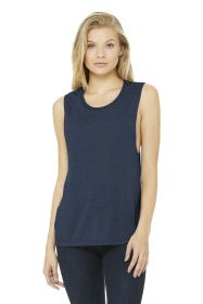 BELLA+CANVAS Women's Flowy Scoop Muscle Tank BC8803 (Color: Heather Navy, size: XL)